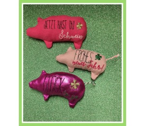 Stickserie ITH - Glücksschwein Schwein gefüllt
